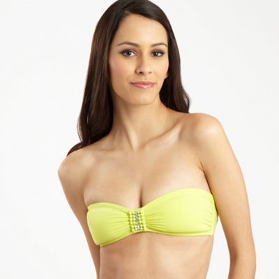 Lime Embellished Bandeau Bikini Top