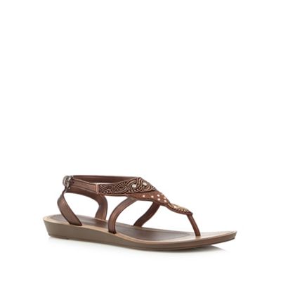 Debenhams Dune Neutral Jewel Heel Double Strap Flat Sandal - . -