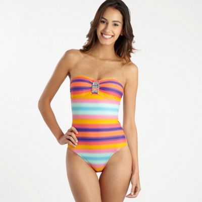 Butterfly by Matthew Williamson Orange blurred stripe bandeau swimsuit