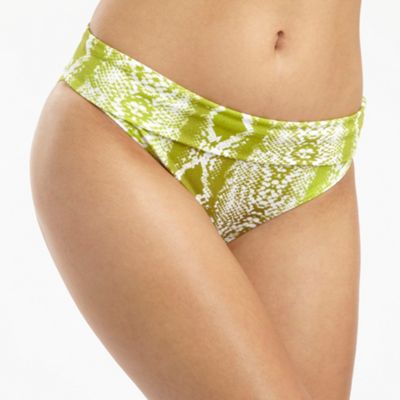 Green Snake Print Belted Bikini Bottoms