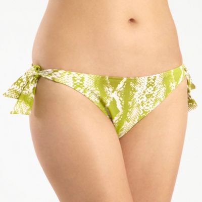 Green Snake Print Tie Side Bikini Bottoms