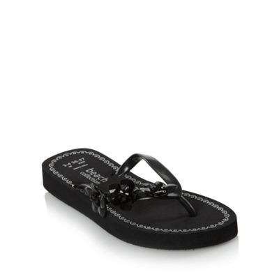 Black Embellished Flip Flops                                                                                                    