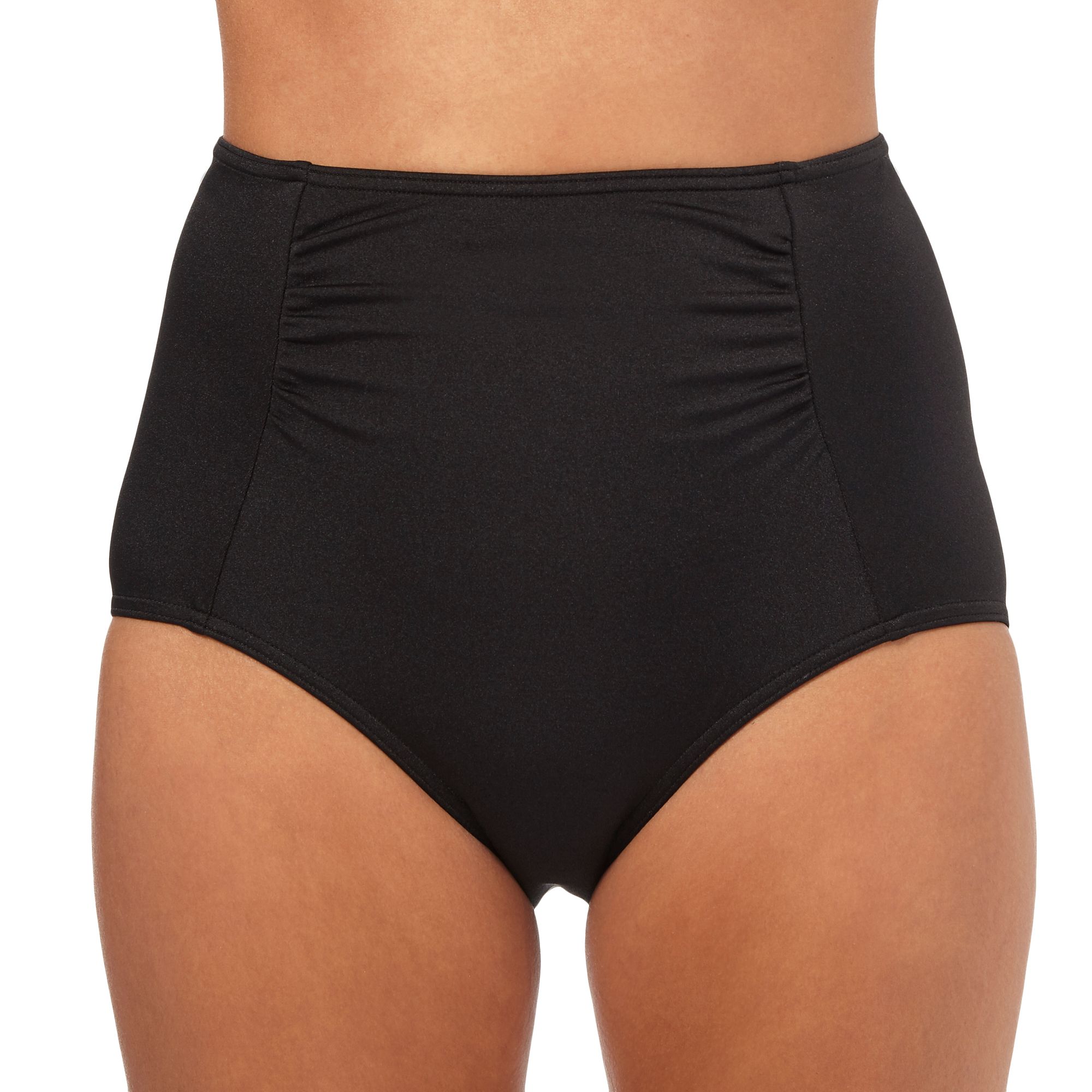 Beach Collection Womens Black High Waisted Tummy Control Bikini Bottoms 10