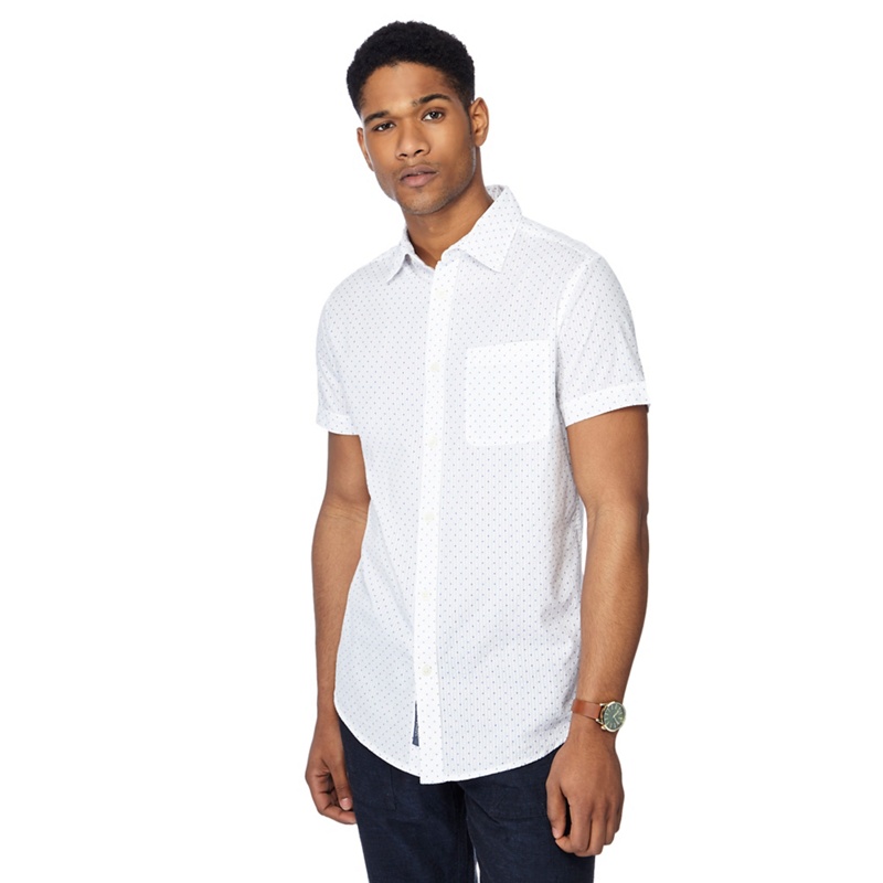 RJR.John Rocha - White Spotted Print Button Down Collar Short Sleeve Tailored Fit Shirt Review