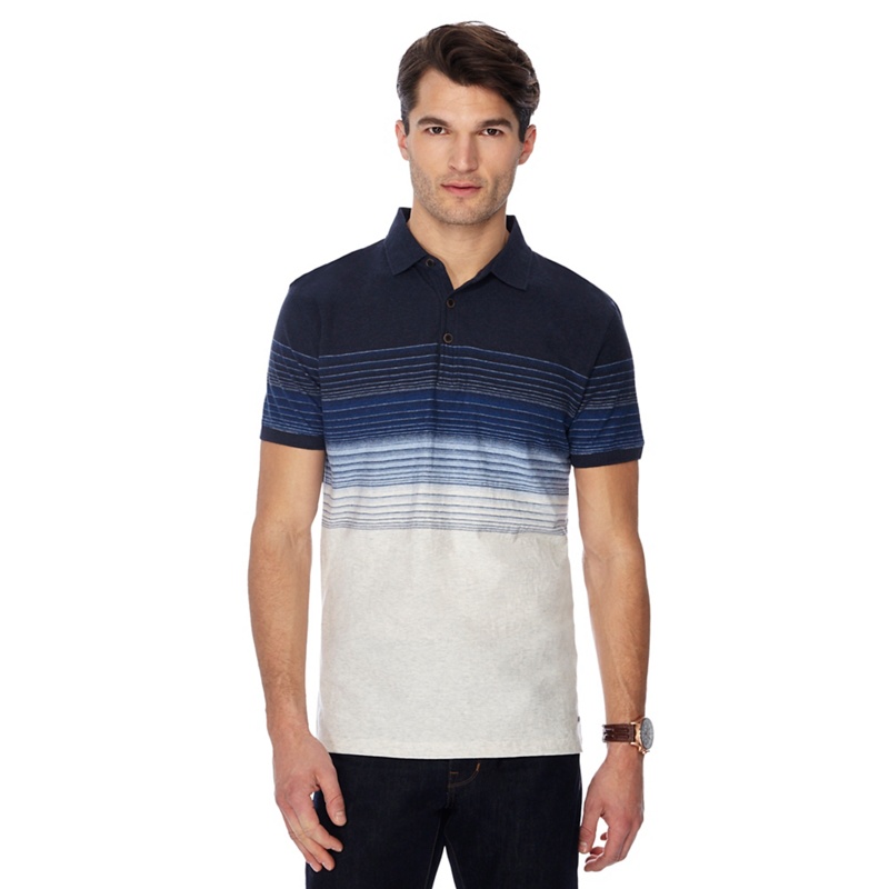 RJR.John Rocha - Big And Tall Navy Striped Ombre Short Sleeve Polo Shirt Review