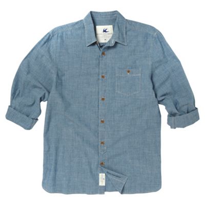 Blue chambray roll-up sleeve shirt