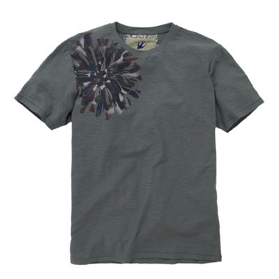 Grey printed cotton t-shirt