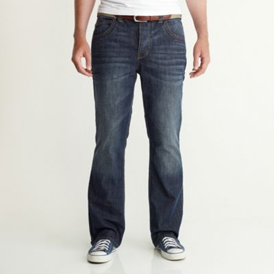 Blue brushed rinse bootcut jeans