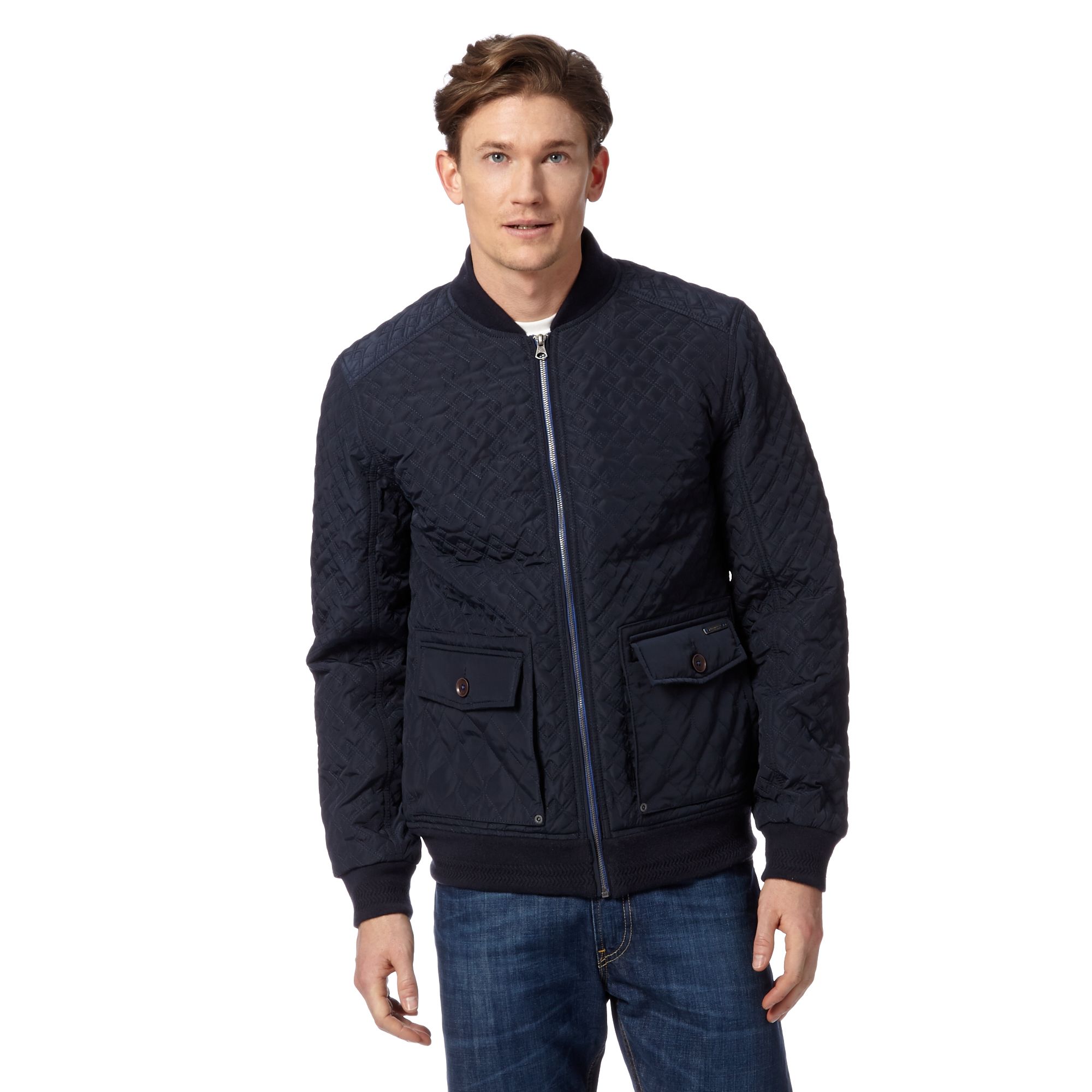 Rjr.John Rocha Mens Designer Navy Quilted Bomber Jacket From Debenhams eBay