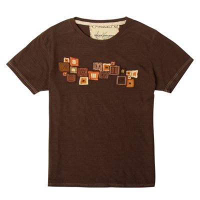 Rocha.John Rocha Brown embroidered squares t-shirt