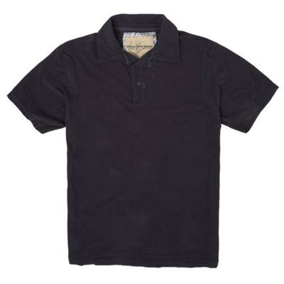 Navy slub polo shirt