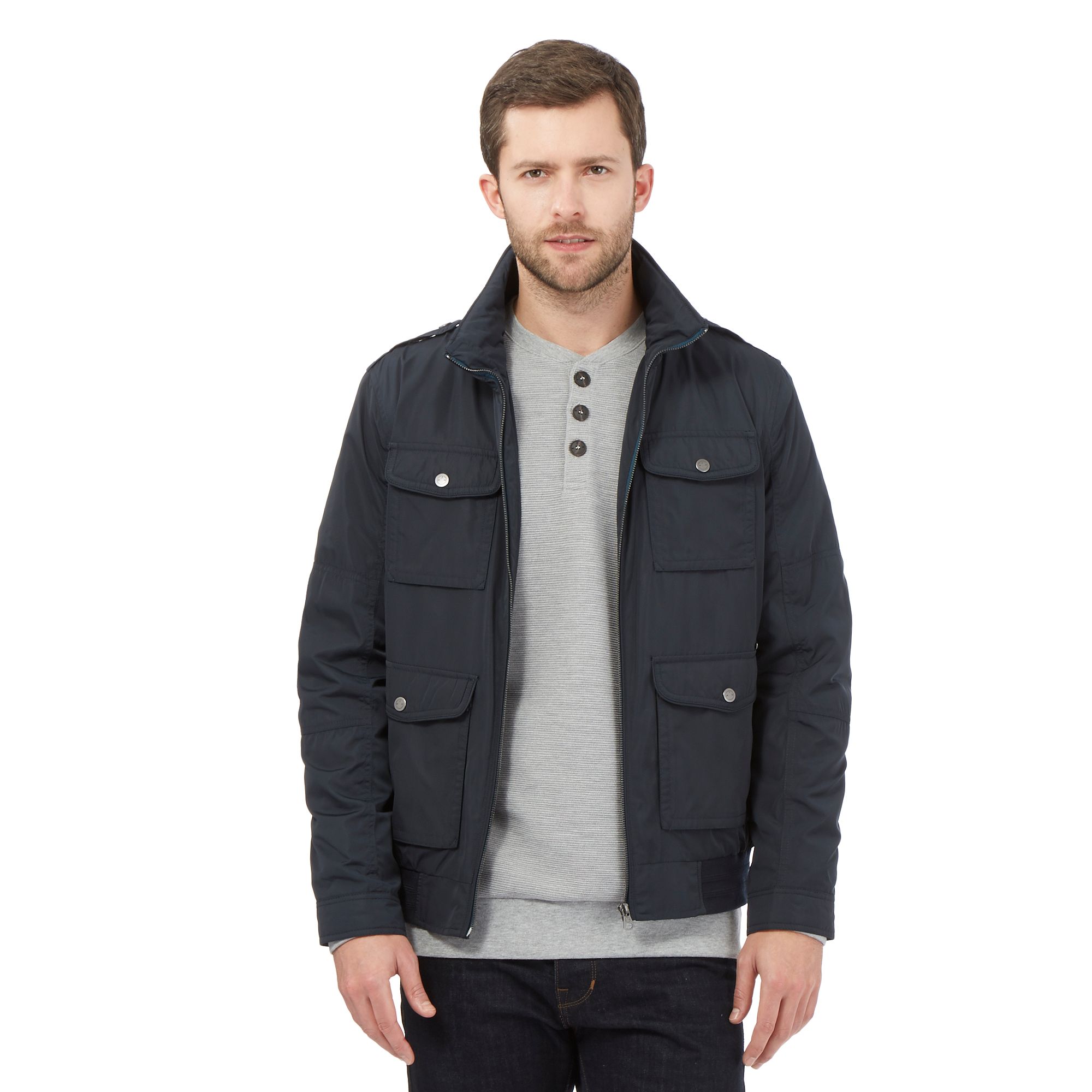 Rjr.John Rocha Mens Designer Navy Zip Through Harrington Jacket From