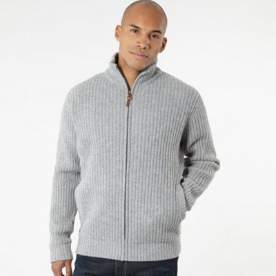 Light grey ribbed zip through jumper