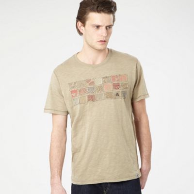 Khaki embroidered square t-shirt