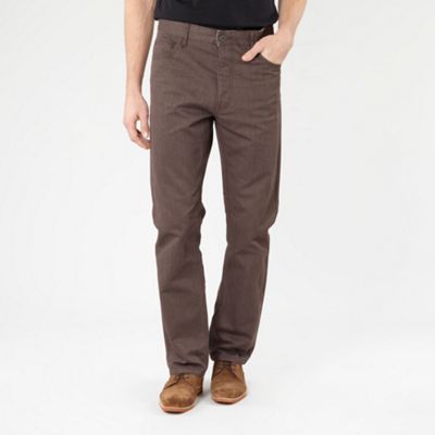 Chocolate brown textured trousers