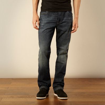 Designer dark blue relaxed fit jeans