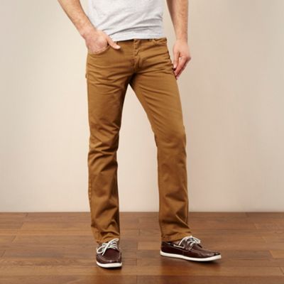 Designer dark tan regular fit jeans