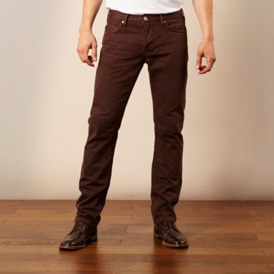 Designer dark brown regular fit jeans