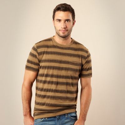 Brown washed striped t-shirt