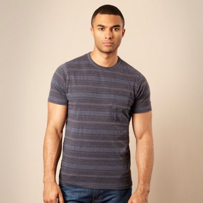 Navy textured striped t-shirt