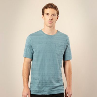 Pale blue chest pocket textured t-shirt