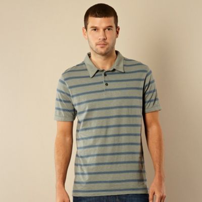 Designer pale green striped polo shirt                                                                                          