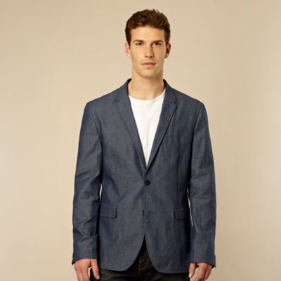 Designer blue herringbone striped blazer                                                                                        