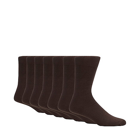 Debenhams Basics Pack of seven brown cotton blend socks- at Debenhams ...