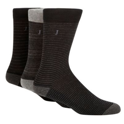 Pack Of Three Grey Stripe Socks