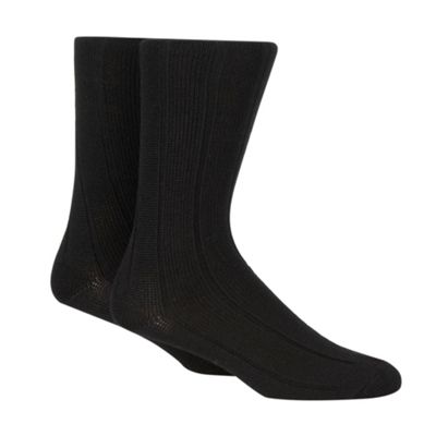 Black pack of two short thermal ribbed socks                                                                                    