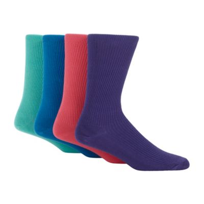 Pack of four bold coloured ribbed socks                                                                                         