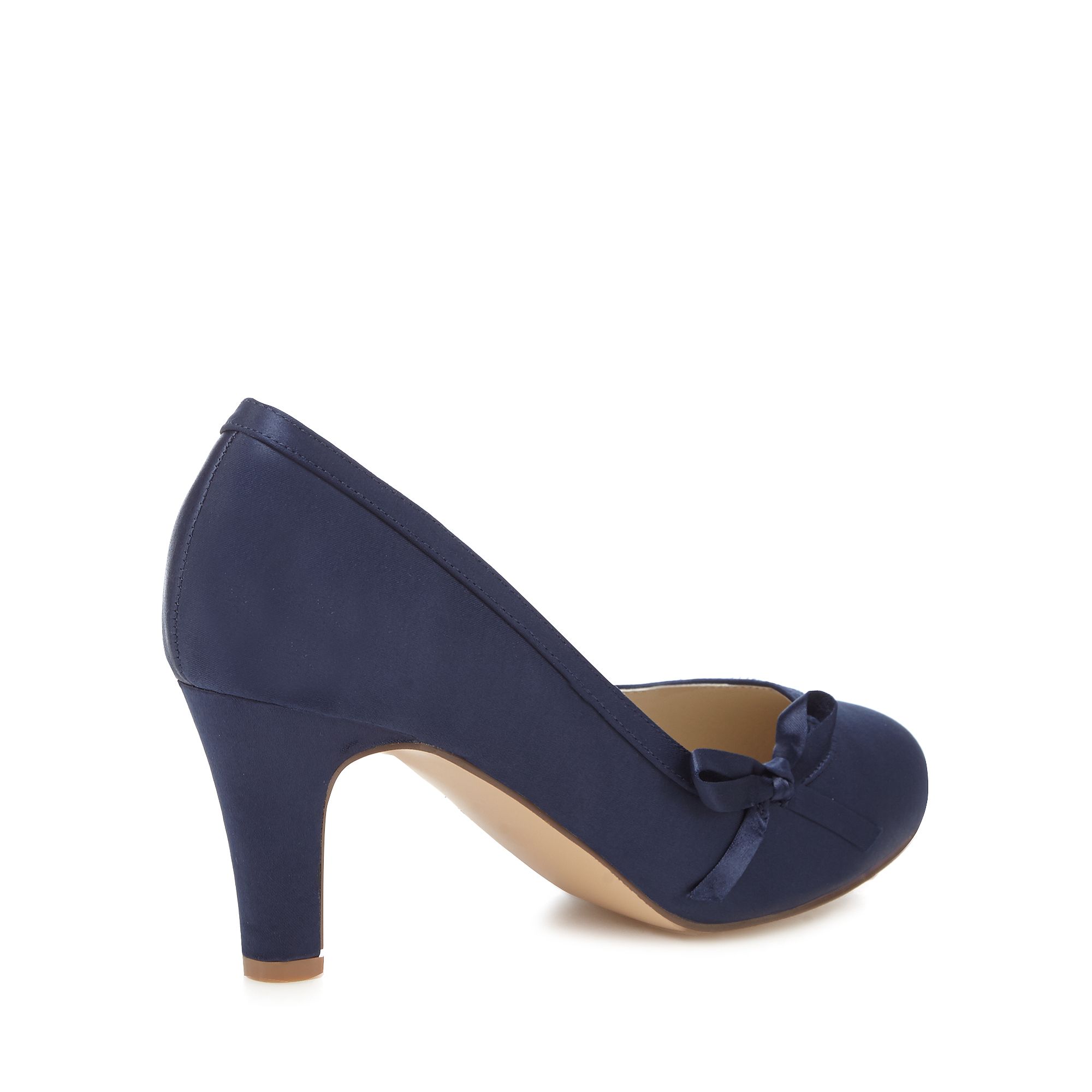 Debut Womens Navy Satin High Heel Wide Fit Court Shoes From Debenhams | eBay