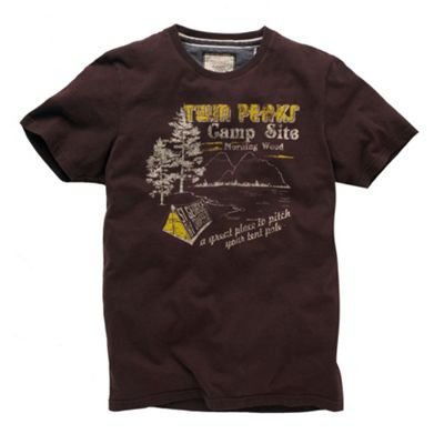 Brown twin peaks print t-shirt