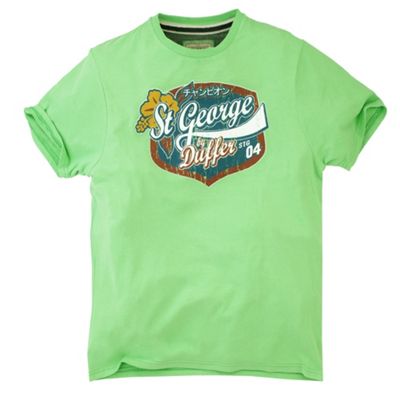 St George by Duffer Bright green hibiscus brand print t-shirt