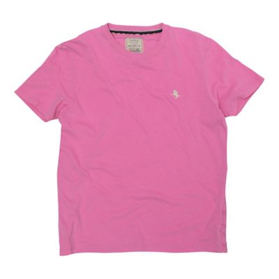 Pink embroidered logo basic t-shirt