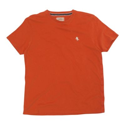 Orange embroidered logo basic t-shirt
