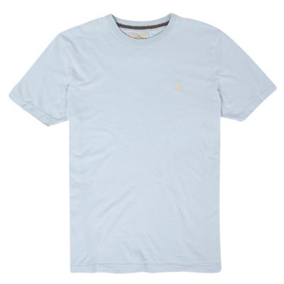 Pale blue embroidered logo basic t-shirt