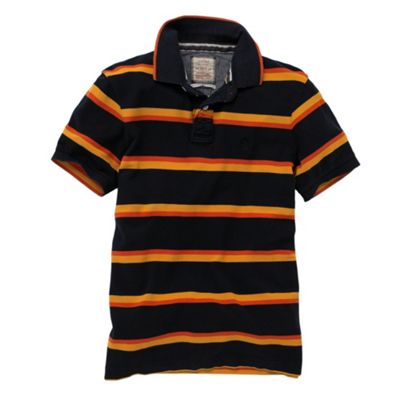 St George by Duffer Navy multi stripe polo t-shirt