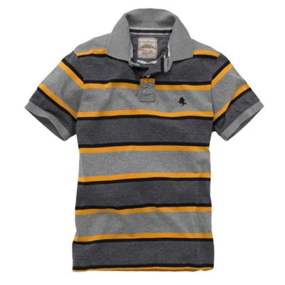 St George by Duffer Grey wide stripe polo t-shirt