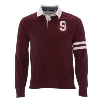 Maroon long sleeved rugby shirt