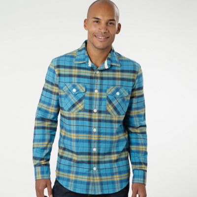 Turquoise brushed check long sleeved shirt