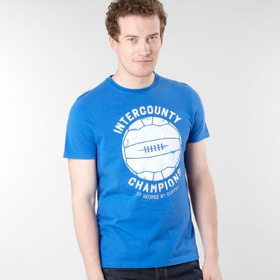 Blue basketball logo print t-shirt