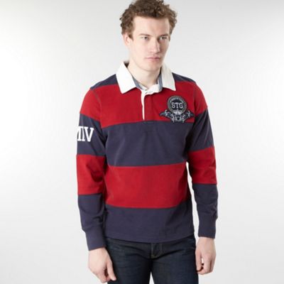 St George by Duffer Navy wide stripe rugby shirt