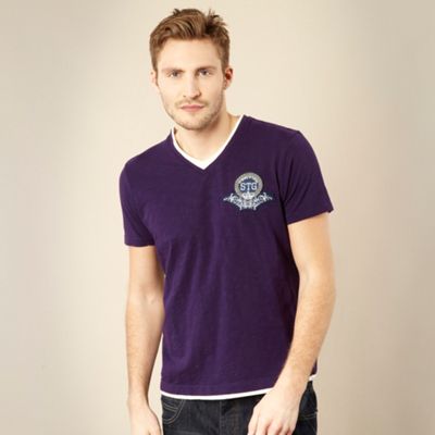 St George by Duffer Dark purple appliqued logo t-shirt