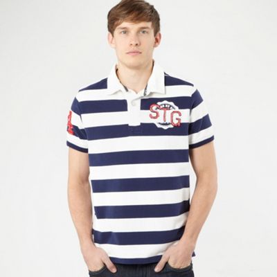 St George by Duffer White block stripe rugby shirt