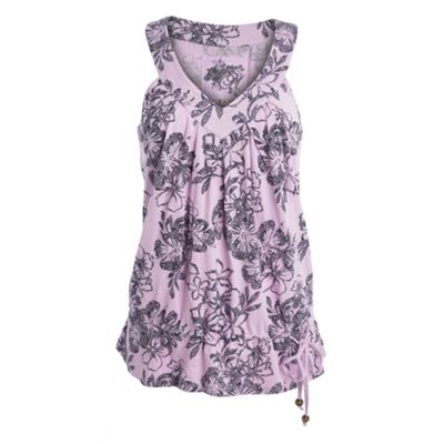 Lilac and grey floral print vest top