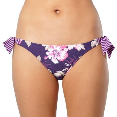 Purple hibiscus flower high leg bikini bottoms