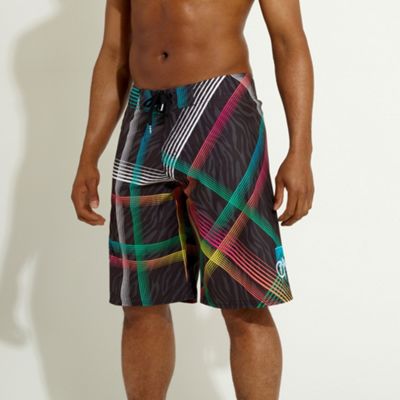 Black check board shorts