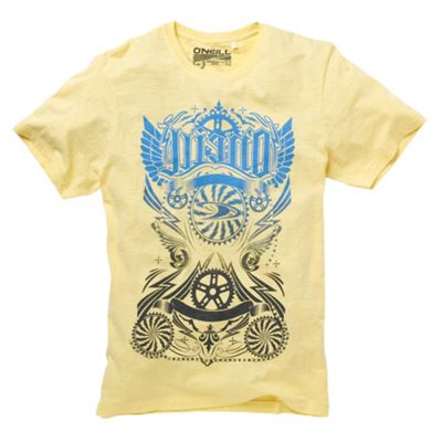 Yellow rock print slub t-shirt