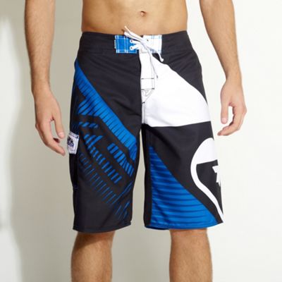 Navy logo print board shorts
